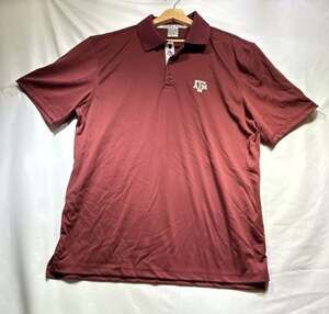Texas A&M Aggies Collegiate Maroon Performance Short Sleeve Polo Shirt Men's Siz